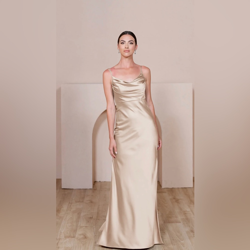 Revelry Gold Champagne Satin Dress